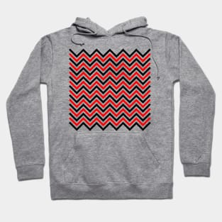 Zigzag Lines - Red Black Hoodie